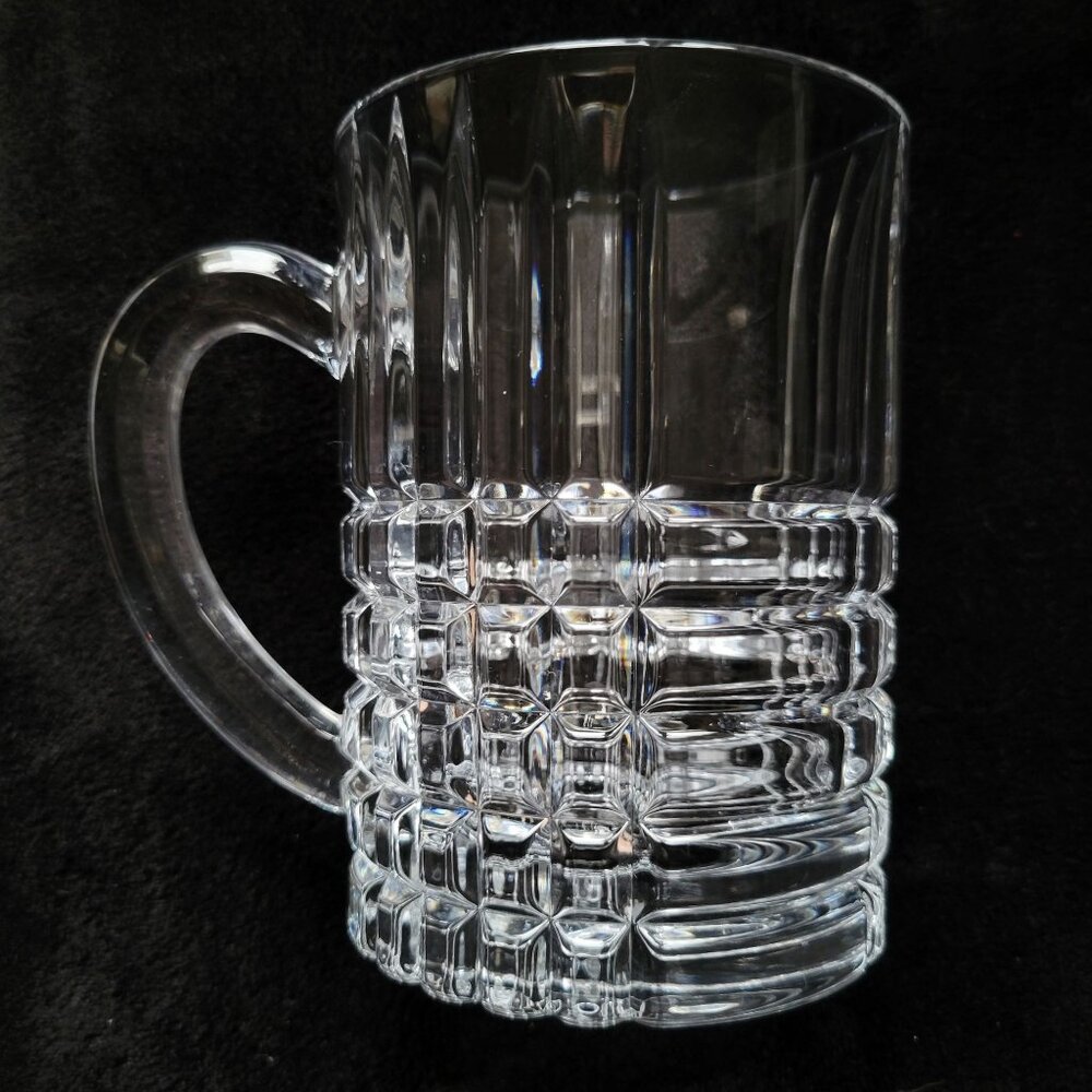 Tiffany & Co Crystal Plaid Beer Mug With Handle 16 oz